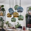 Koyoto Suspension, Boule lumineuse, Suspension Écru, Noir, 8 lumières