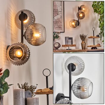 Koyoto Boule lumineuse, Applique murale Clair, Fumé, 3 lumières