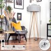 Saladillo Lampadaire Bois clair, Blanc, 1 lumière