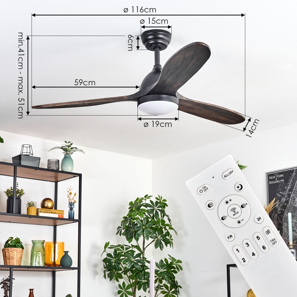 Plafonnier LED Avec Ventilateur De Plafond Et Télécommande - 5 Pales - Blanc - Neuf
