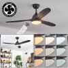 Mosstena Plafonnier, Ventilateur de plafond lumineux LED Bois foncé, Noir, 1 lumière, Télécommandes