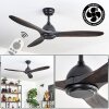 Mosstena Ventilateur de plafond lumineux Bois foncé, Noir, Télécommandes