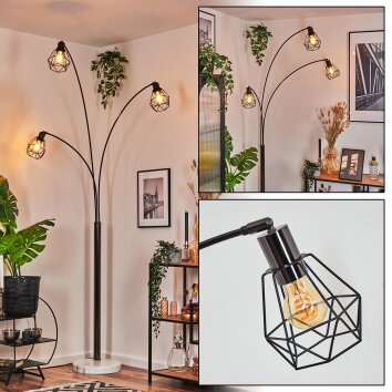 Yaak Lampadaire Chrome, Noir, Blanc, 3 lumières Yaak Lampadaire Chrome, Noir, Blanc, 3 lumières