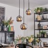 Ripoll Suspension, Boule lumineuse, Suspension grappe Chrome, Fumé, 3 lumières