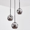 Ripoll Suspension, Boule lumineuse, Suspension grappe Chrome, Fumé, 3 lumières
