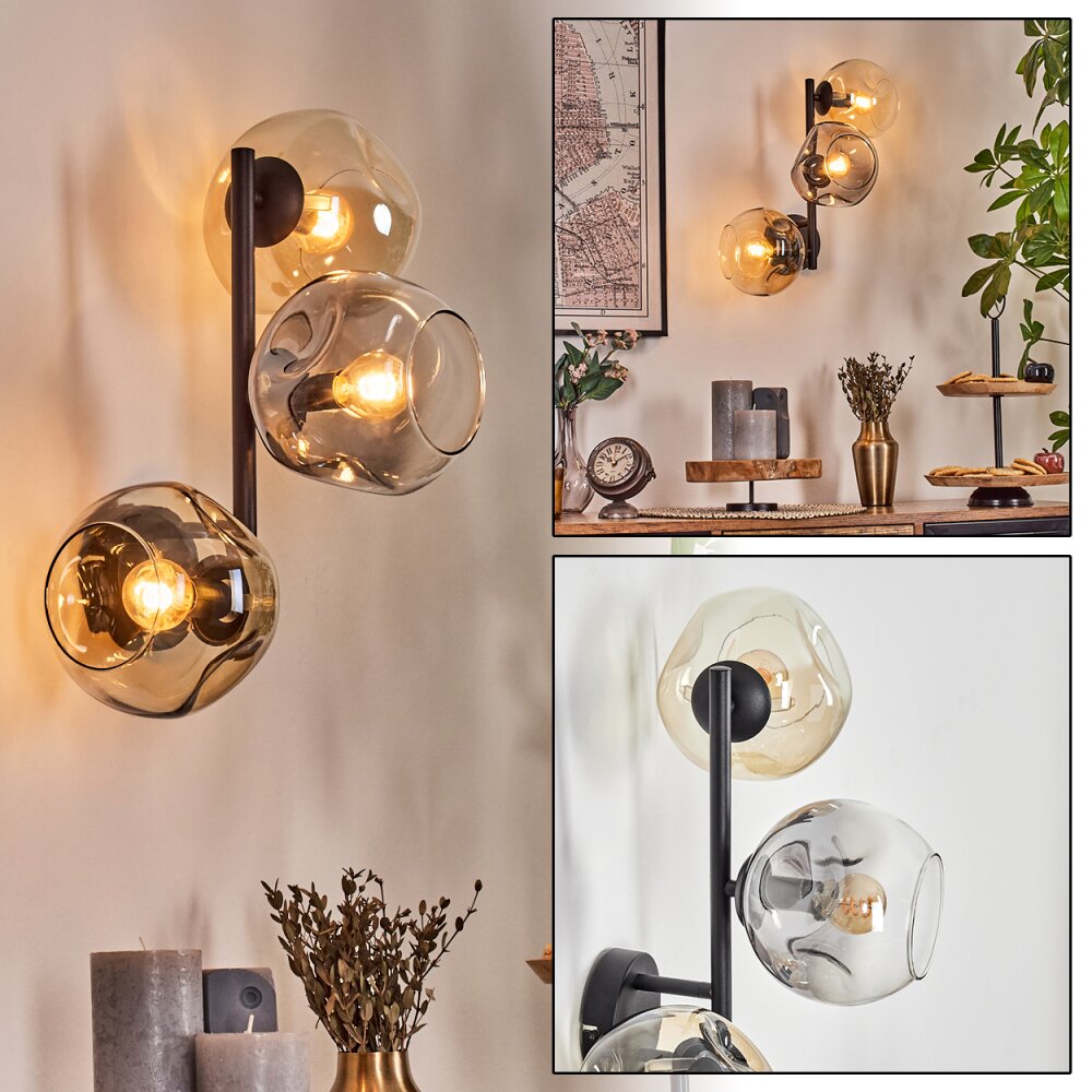 Ripoll Boule lumineuse, Applique murale Ambre, Clair, Fumé, 3 lumières main product photo