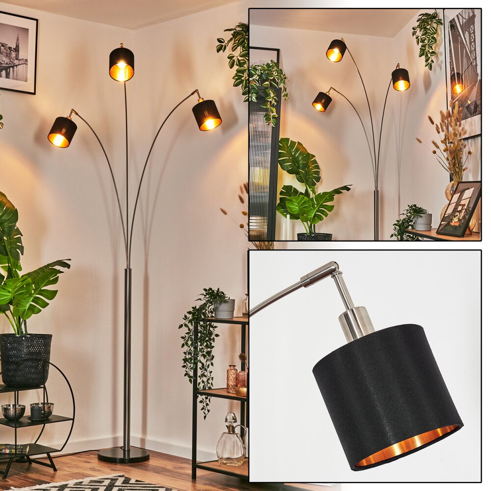 Alsen Lampadaire Nickel mat, Noir, 3 lumières main product photo