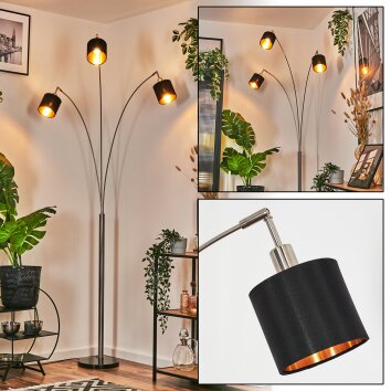Alsen Lampadaire Nickel mat, Noir, 3 lumières