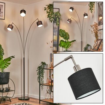 Bassagoda Lampadaire Nickel mat, Noir, 3 lumières Bassagoda Lampadaire Nickel mat, Noir, 3 lumières