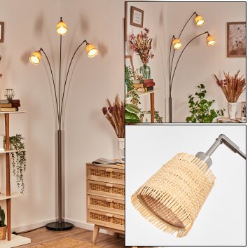 Lindberg Lampadaire Nickel mat, Noir, 3 lumières