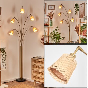 Lindberg Lampadaire Laiton, Noir, 5 lumières
