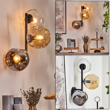 Ripoll Boule lumineuse, Applique murale Ambre, Clair, Fumé, 3 lumières