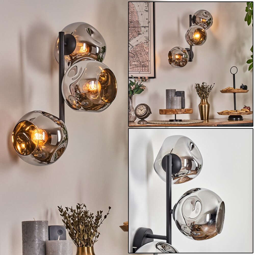 Ripoll Boule lumineuse, Applique murale Chrome, Fumé, 3 lumières main product photo