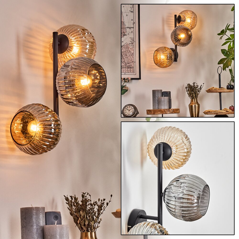 Ripoll Boule lumineuse, Applique murale Ambre, Fumé, 3 lumières main product photo