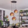 Koyoto Suspension, Boule lumineuse, Suspension grappe 30 cm Clair, Cuivré, 3 lumières