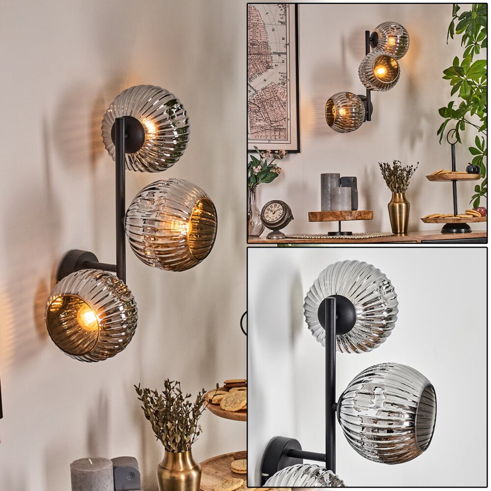 Ripoll Boule lumineuse, Applique murale Chrome, Fumé, 3 lumières main product photo