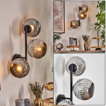 Ripoll Boule lumineuse, Applique murale Chrome, Fumé, 3 lumières