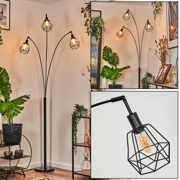 Yaak Lampadaire Noir, 3 lumières