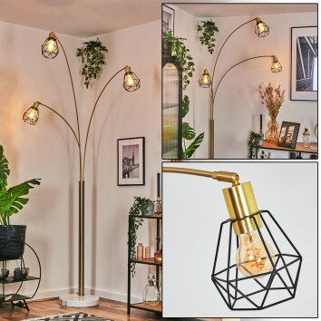 Yaak Lampadaire Laiton, Noir, Blanc, 3 lumières Yaak Lampadaire Laiton, Noir, Blanc, 3 lumières