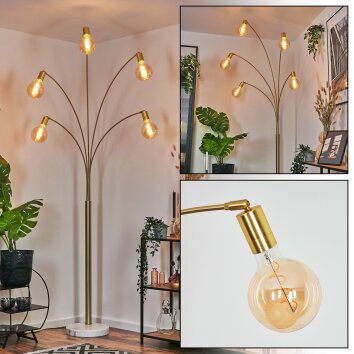 Codecro Lampadaire Laiton, Noir, Blanc, 5 lumières