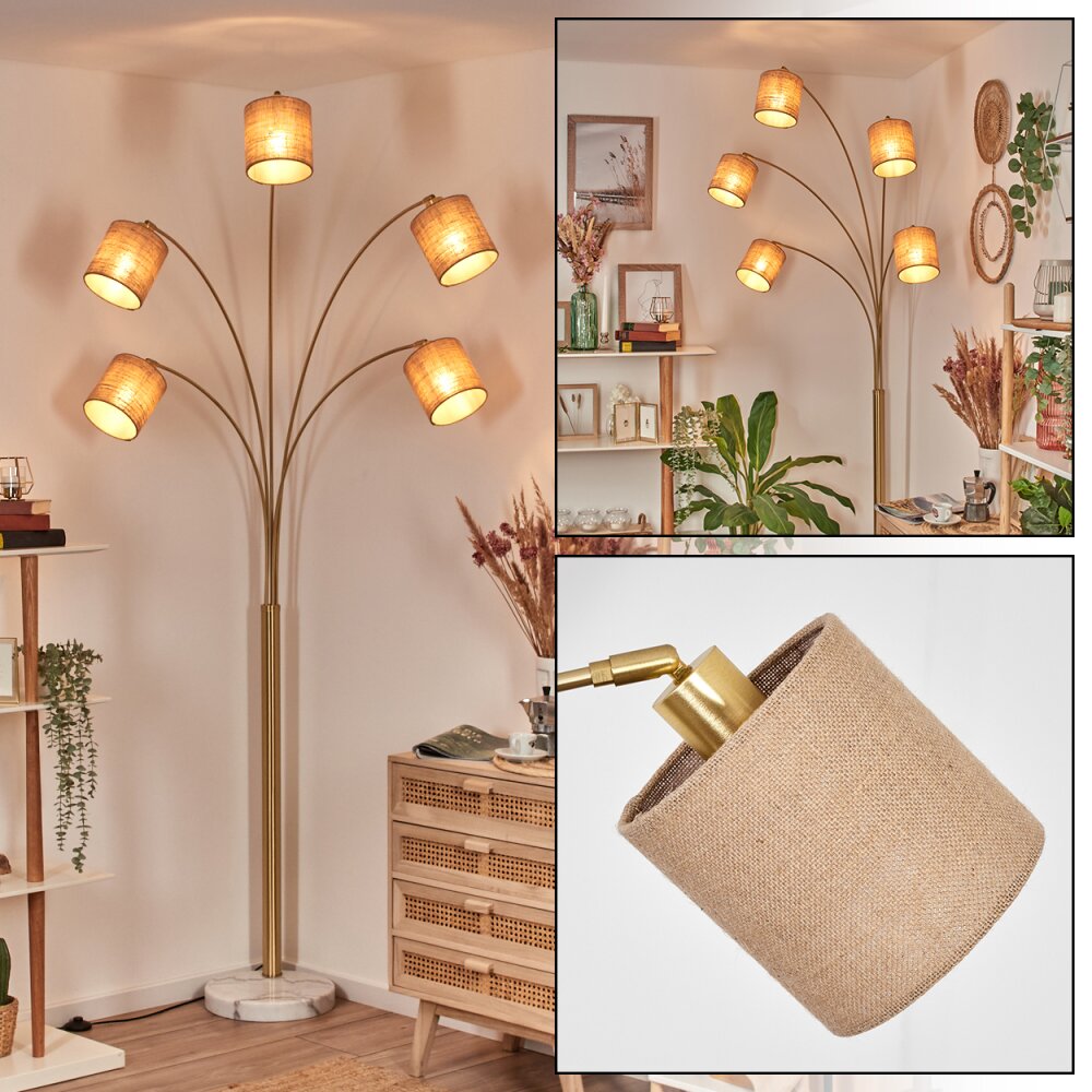 Soungou Lampadaire Laiton, Noir, Blanc, 5 lumières main product photo