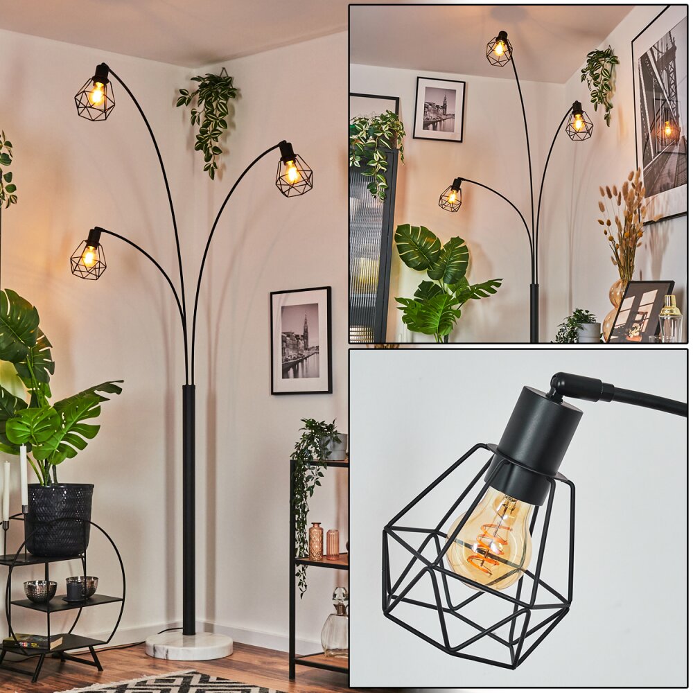 Yaak Lampadaire Noir, Blanc, 3 lumières main product photo