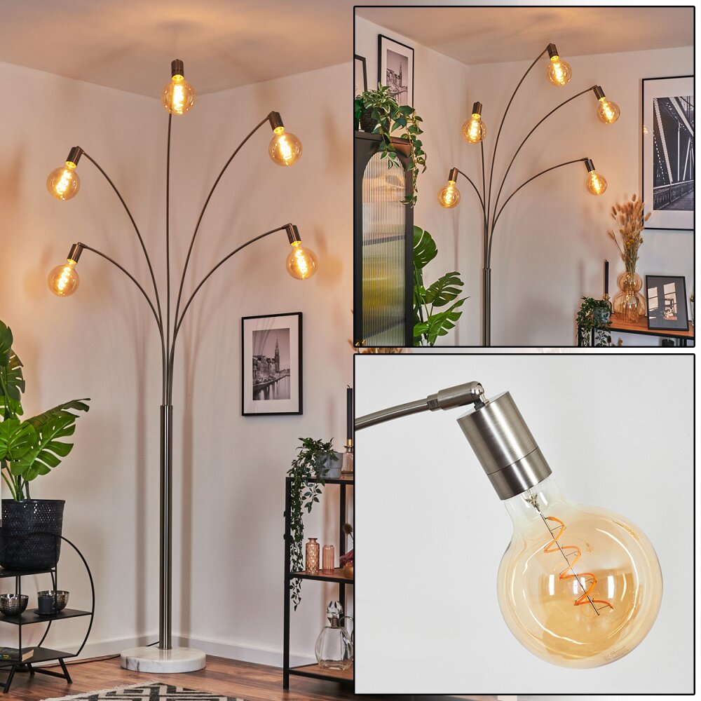 Codecreo Lampadaire Nickel mat, Noir, Blanc, 5 lumières main product photo