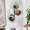 Ripoll Boule lumineuse, Applique murale Chrome, Cuivré, Fumé, 3 lumières