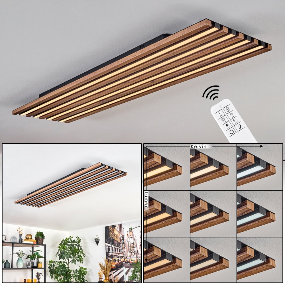 Tandragee Plafonnier LED Couleur bois, Noir, 1 lumière, Télécommandes main product photo