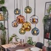 Ripoll Suspension, Boule lumineuse, Suspension Écru, Noir, 8 lumières