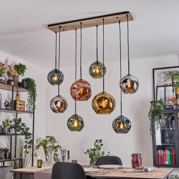 Ripoll Suspension, Boule lumineuse, Suspension Écru, Noir, 8 lumières