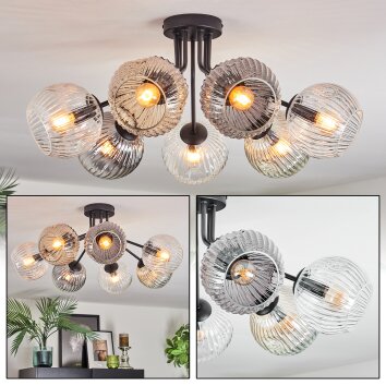 Ripoll Plafonnier, Boule lumineuse Ambre, Clair, Fumé, 7 lumières