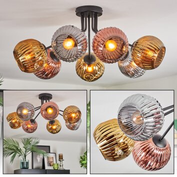 Ripoll Plafonnier, Boule lumineuse Chrome, Or, Cuivré, Fumé, 7 lumières