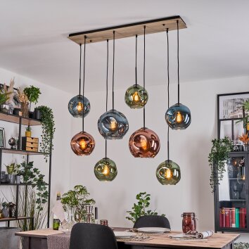Ripoll Suspension, Boule lumineuse, Suspension Écru, Noir, 8 lumières