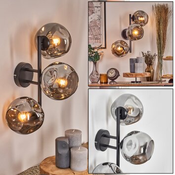Ripoll Boule lumineuse, Applique murale Fumé, 3 lumières