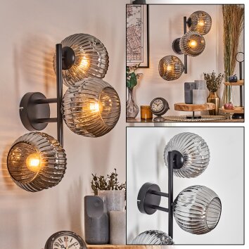 Ripoll Boule lumineuse, Applique murale Fumé, 3 lumières