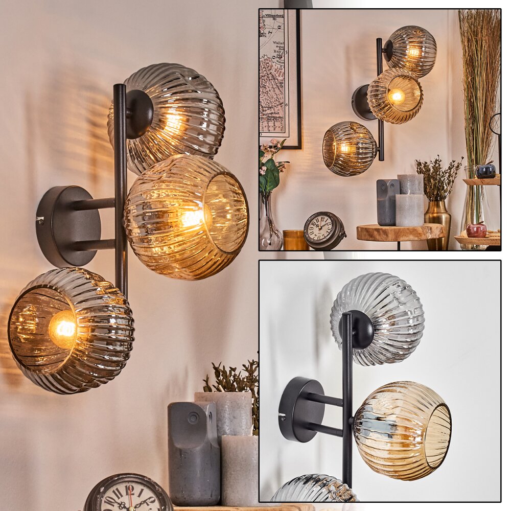 Ripoll Boule lumineuse, Applique murale Ambre, Fumé, 3 lumières main product photo