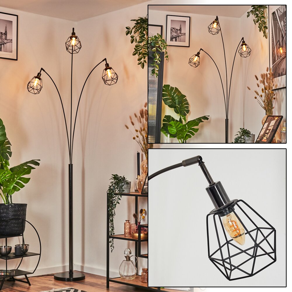 Yaak Lampadaire Chrome, Noir, 3 lumières main product photo