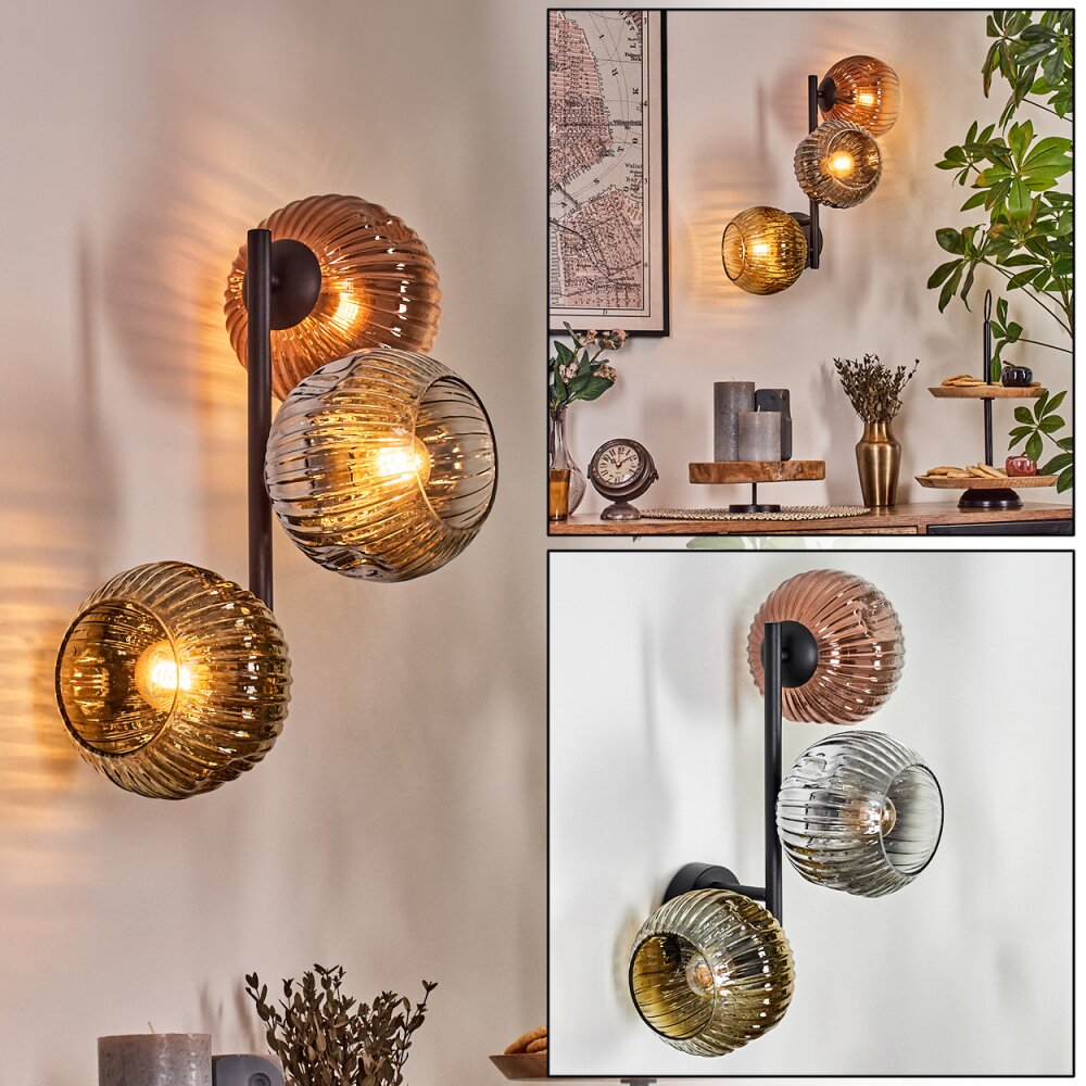 Ripoll Boule lumineuse, Applique murale Chrome, Or, Clair, Cuivré, Fumé, 3 lumières main product photo