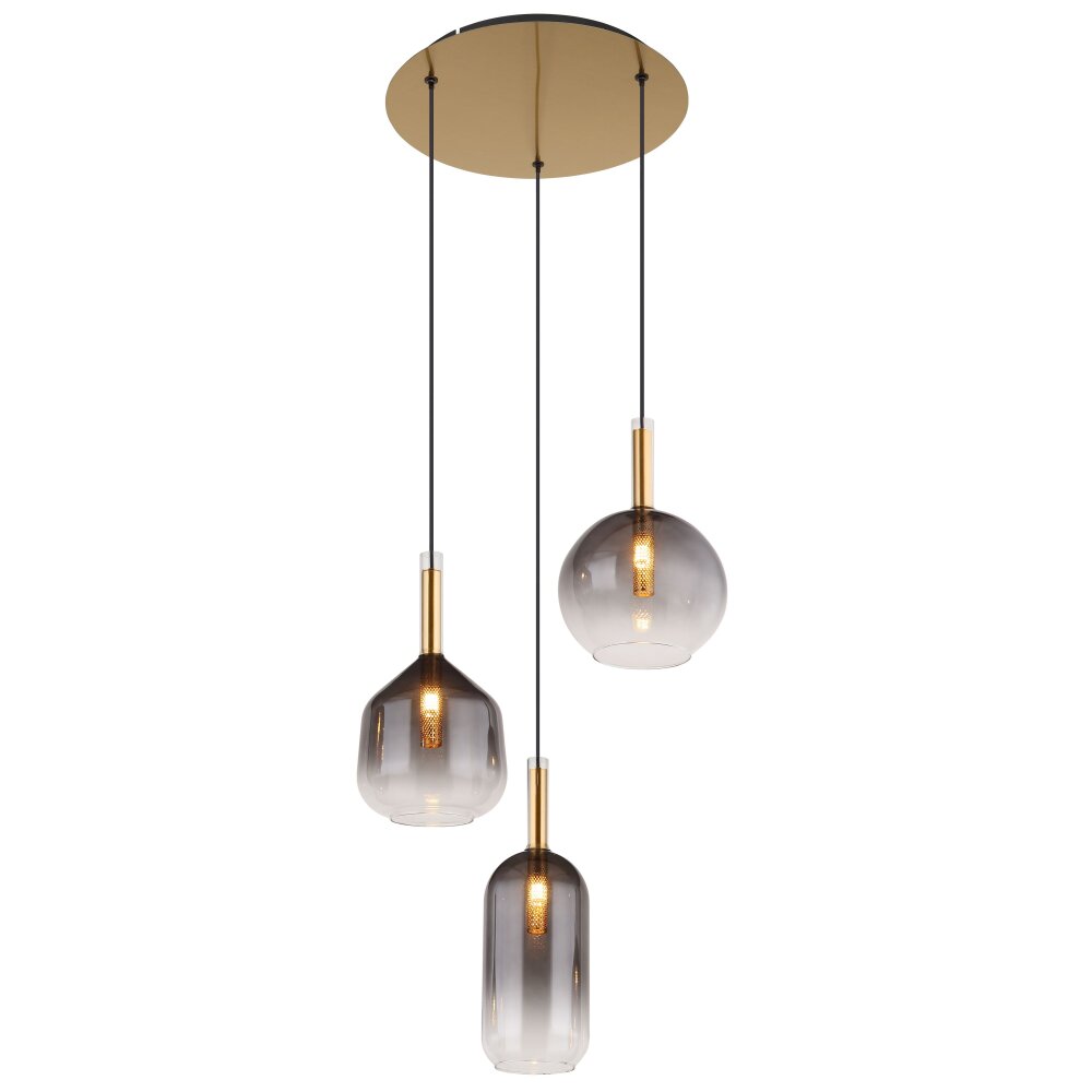 Elisabeth Suspension Luminaires Globo Lighting Laiton, 3 lumières main product photo