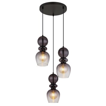 Clarity Suspension Luminaires Globo Lighting Noir, 3 lumières