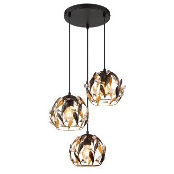 Mika Suspension Luminaires Globo Lighting Noir, 3 lumières