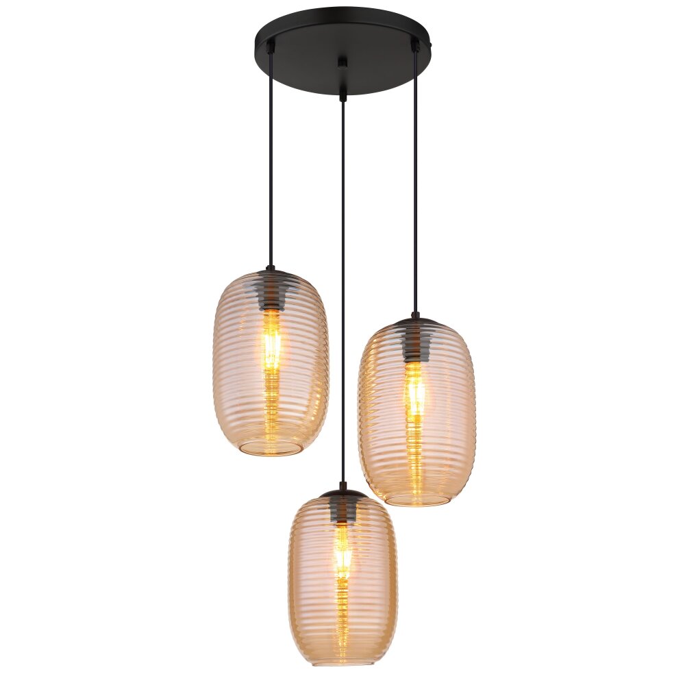 Jefrey Suspension Luminaires Globo Lighting Noir, 3 lumières main product photo