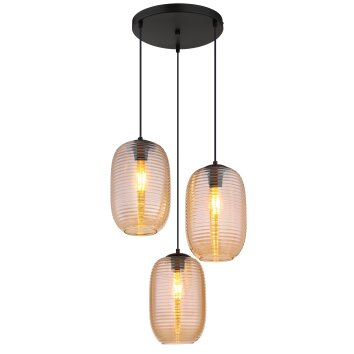 Jefrey Suspension Luminaires Globo Lighting Noir, 3 lumières