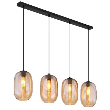 Jefrey Suspension Luminaires Globo Lighting Noir, 4 lumières