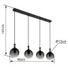 Dalton Suspension Luminaires Globo Lighting Noir, 4 lumières