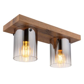 Underwood Plafonnier Luminaires Globo Lighting Bois foncé, Écru, 2 lumières