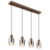 Underwood Suspension Luminaires Globo Lighting Bois foncé, Écru, 4 lumières