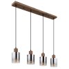 Underwood Suspension Luminaires Globo Lighting Bois foncé, Écru, 4 lumières