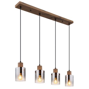 Underwood Suspension Luminaires Globo Lighting Bois foncé, Écru, 4 lumières